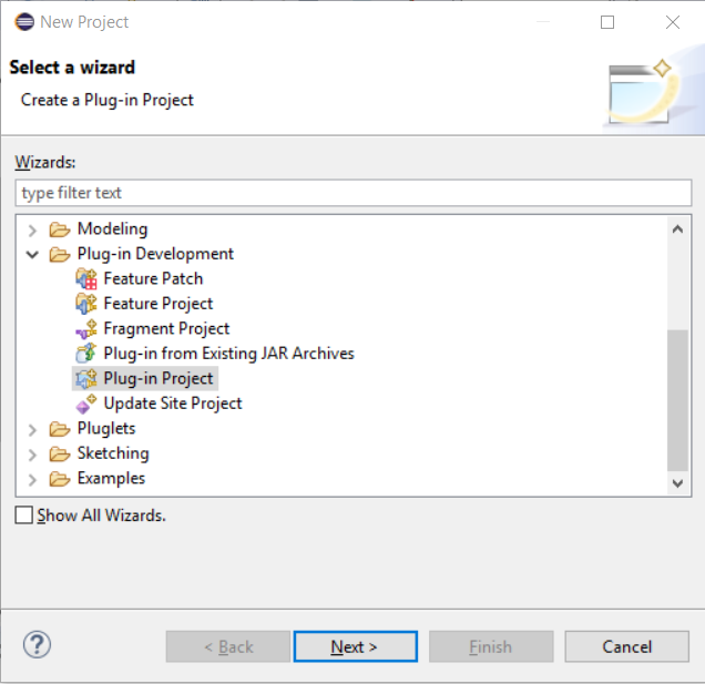 New Plug-in Projects Wizard