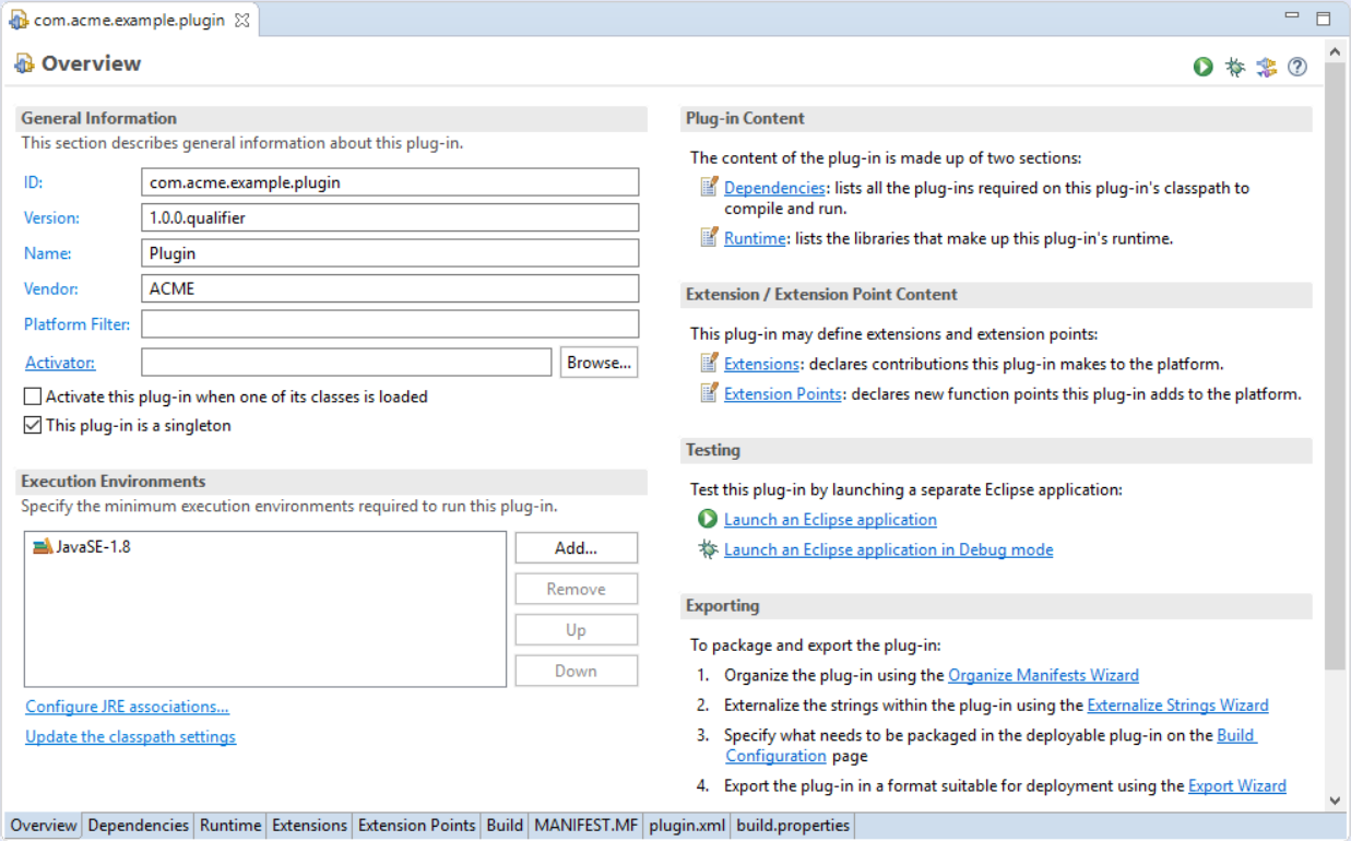 Plug-in Manifest Editor