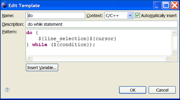 Code Template showing do-while example