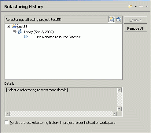 C/C++ Project, Managed, Refactoring History 