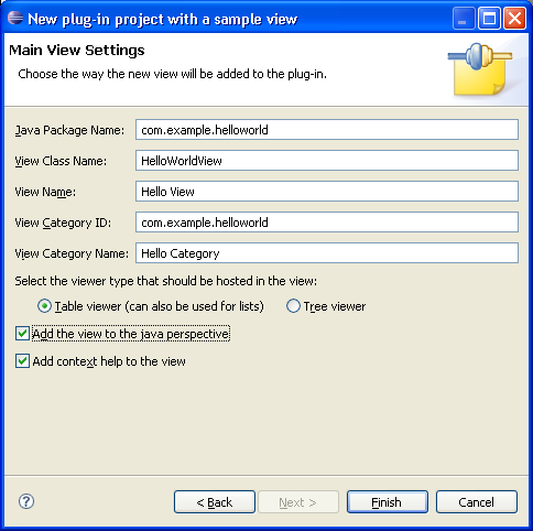 Plug-in view settings