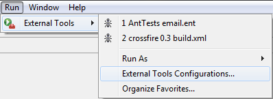 External tools drop-down menu