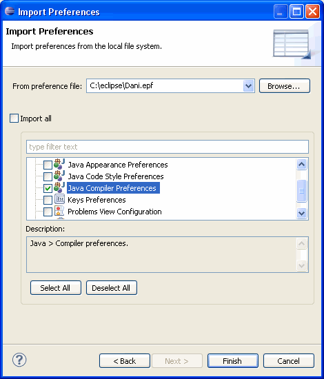 New Java Compiler Preference transfer